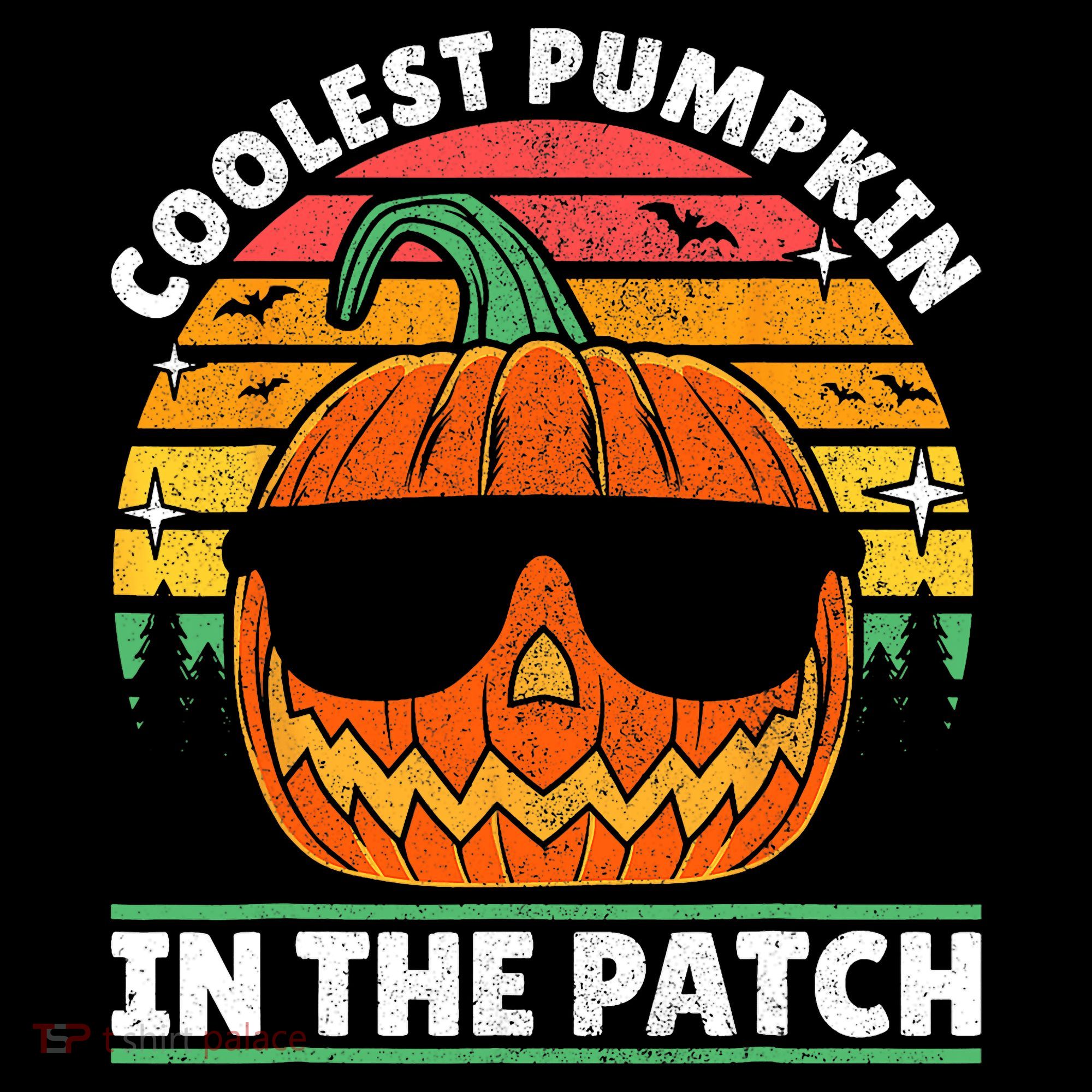 Coolest Pumpkin In The Patch Boy Retro Groovy Halloween Women's Hoodie