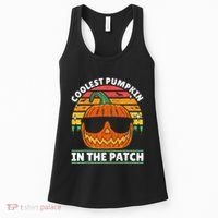 Coolest Pumpkin In The Patch Boy Retro Groovy Halloween Women's Tank Top thumb 0