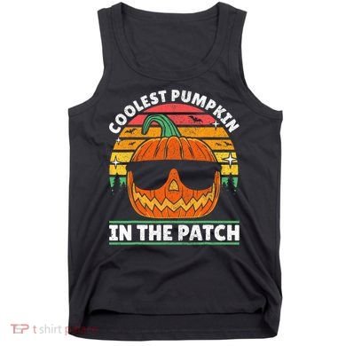 Coolest Pumpkin In The Patch Boy Retro Groovy Halloween Tank Top