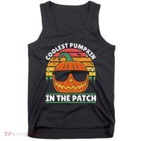 Coolest Pumpkin In The Patch Boy Retro Groovy Halloween Tank Top thumb 0