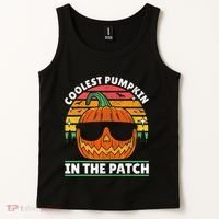 Coolest Pumpkin In The Patch Boy Retro Groovy Halloween Tank Top thumb 2