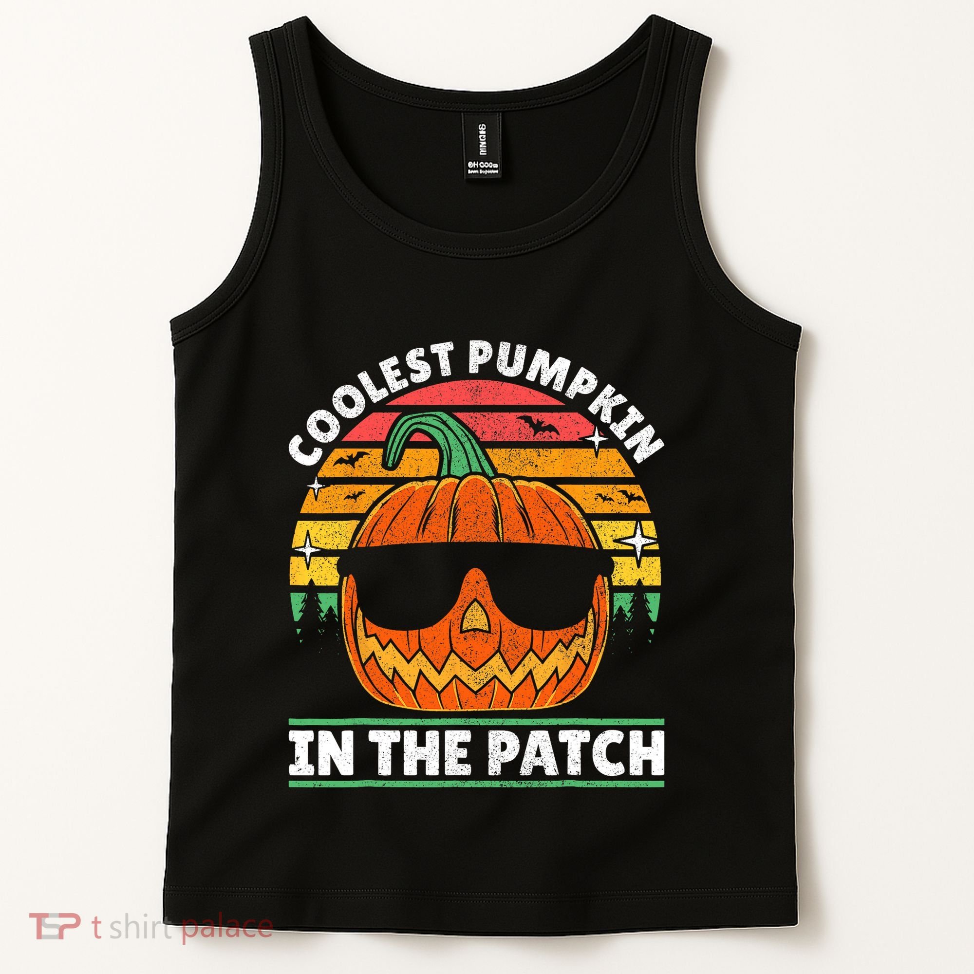 Coolest Pumpkin In The Patch Boy Retro Groovy Halloween Tank Top
