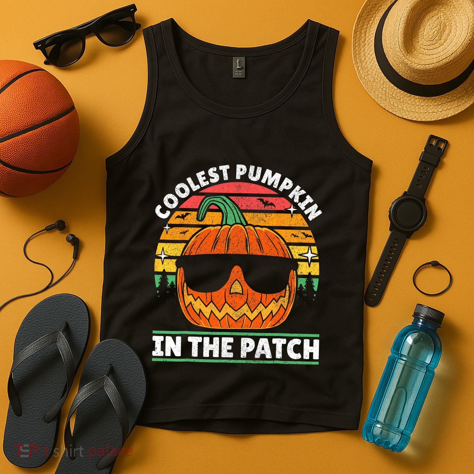 Coolest Pumpkin In The Patch Boy Retro Groovy Halloween Tank Top