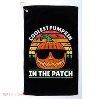 Coolest Pumpkin In The Patch Boy Retro Groovy Halloween Golf Towel thumb 0