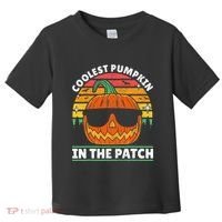 Coolest Pumpkin In The Patch Boy Retro Groovy Halloween Toddler T-Shirt thumb 0