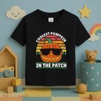 Coolest Pumpkin In The Patch Boy Retro Groovy Halloween Toddler T-Shirt thumb 3