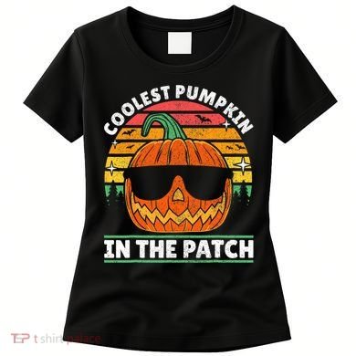 Coolest Pumpkin In The Patch Boy Retro Groovy Halloween Women's T-Shirt