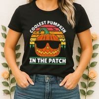 Coolest Pumpkin In The Patch Boy Retro Groovy Halloween Women's T-Shirt thumb 2