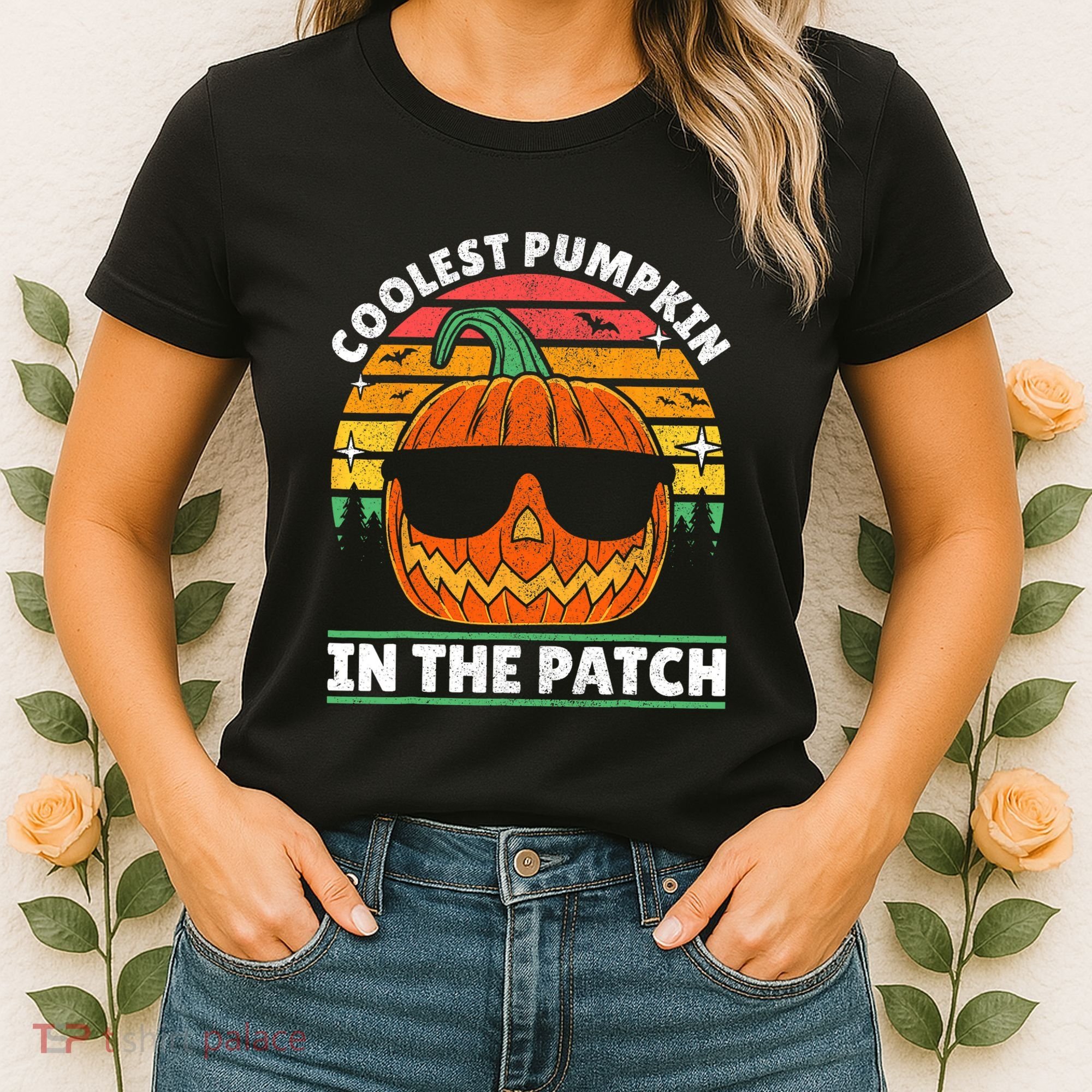 Coolest Pumpkin In The Patch Boy Retro Groovy Halloween Women's T-Shirt