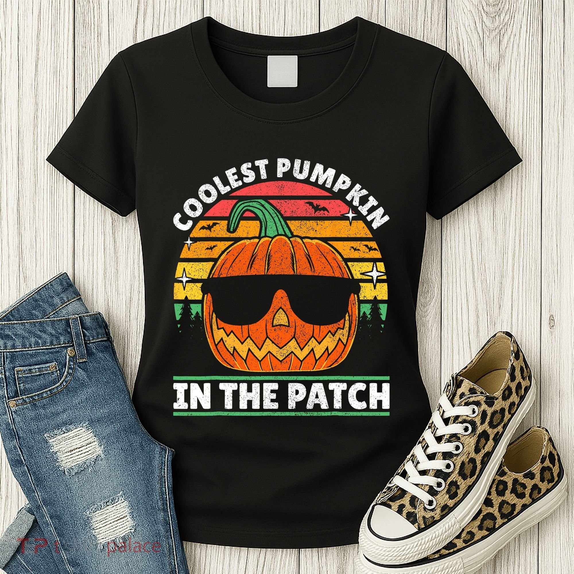 Coolest Pumpkin In The Patch Boy Retro Groovy Halloween Women's T-Shirt