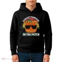 Coolest Pumpkin In The Patch Boy Retro Groovy Halloween Kids Hoodie thumb 4