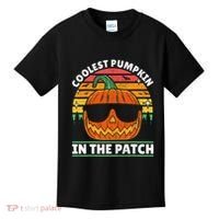 Coolest Pumpkin In The Patch Boy Retro Groovy Halloween Kids T-Shirt thumb 0