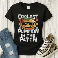 Coolest Pumpkin In The Patch Halloween Girls Women's T-Shirt thumb 3