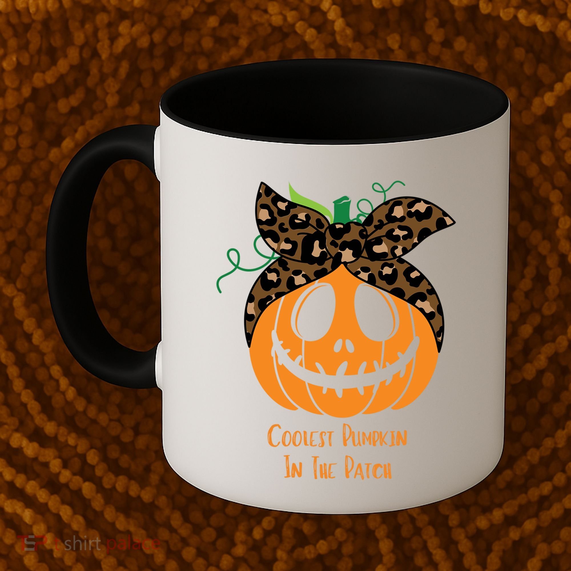 Coolest Pumpkin In The Patch Jackolantern Leopard Head Scarf Cool Gift Coffee Mug