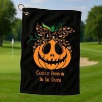 Coolest Pumpkin In The Patch Jackolantern Leopard Head Scarf Cool Gift Golf Towel thumb 1