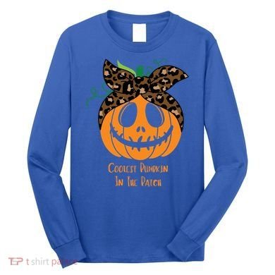 Coolest Pumpkin In The Patch Jackolantern Leopard Head Scarf Cool Gift Long Sleeve Shirt