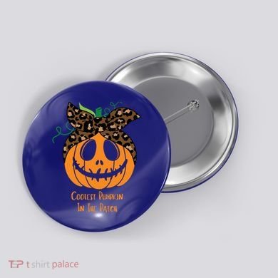 Coolest Pumpkin In The Patch Jackolantern Leopard Head Scarf Cool Gift Button