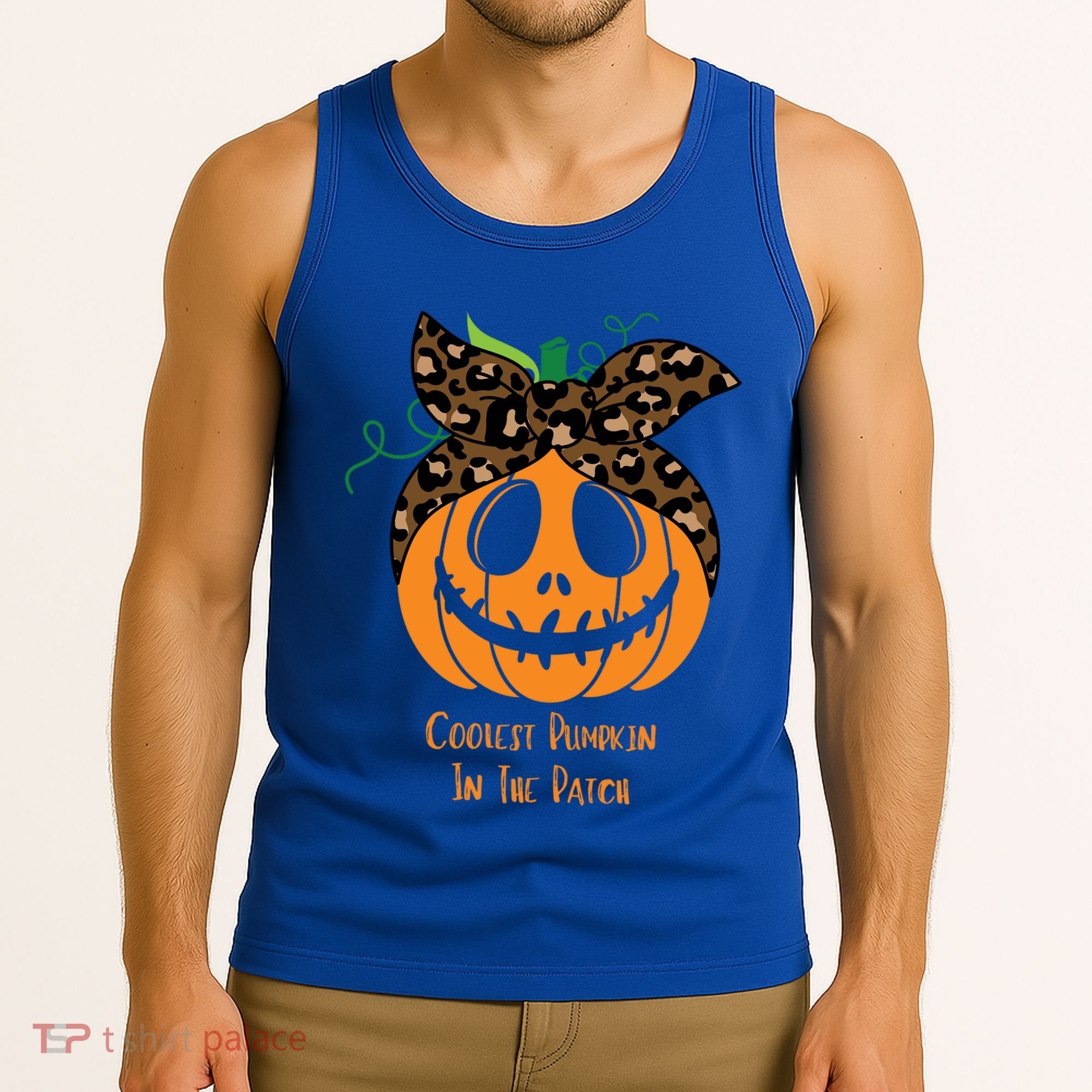 Coolest Pumpkin In The Patch Jackolantern Leopard Head Scarf Cool Gift Tank Top