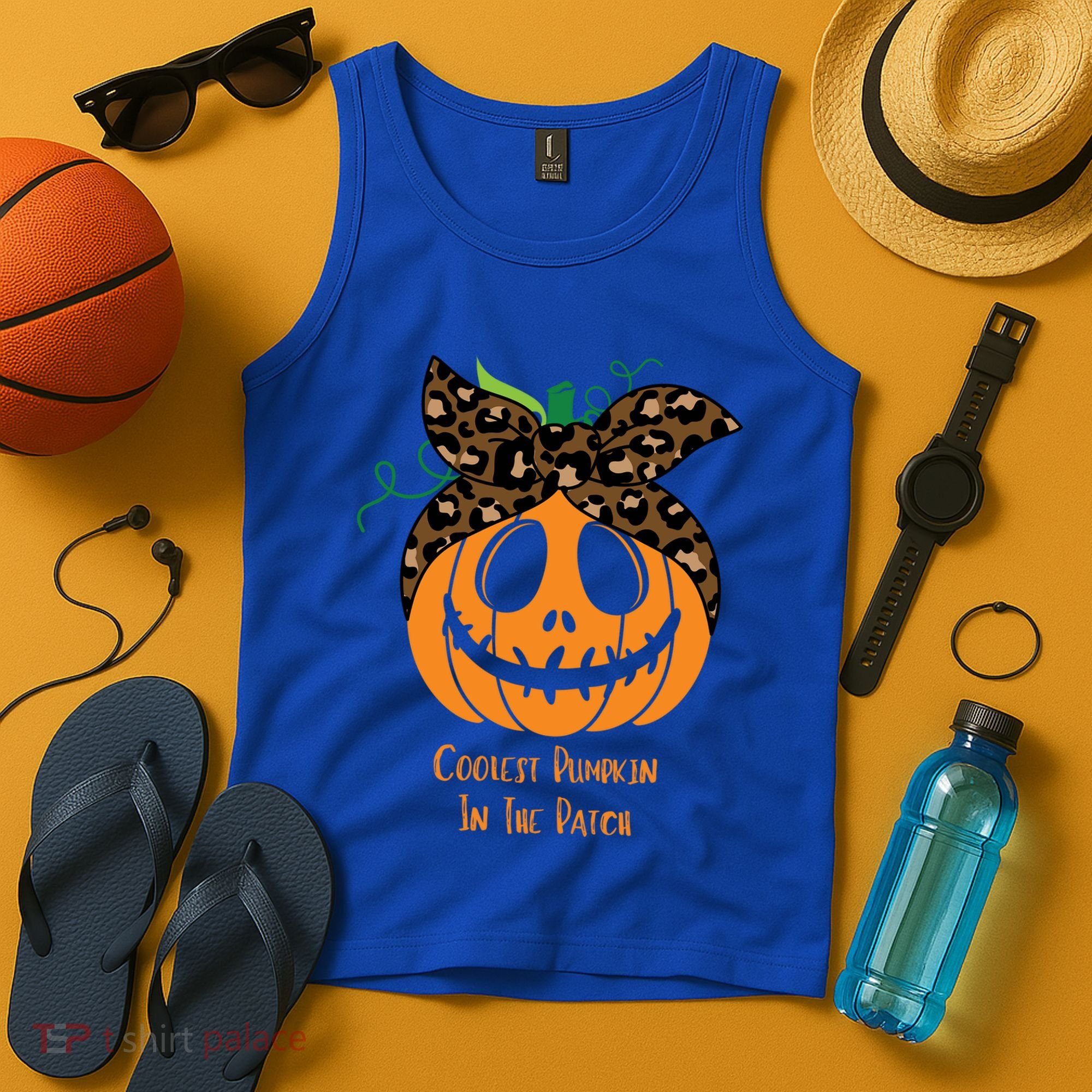 Coolest Pumpkin In The Patch Jackolantern Leopard Head Scarf Cool Gift Tank Top