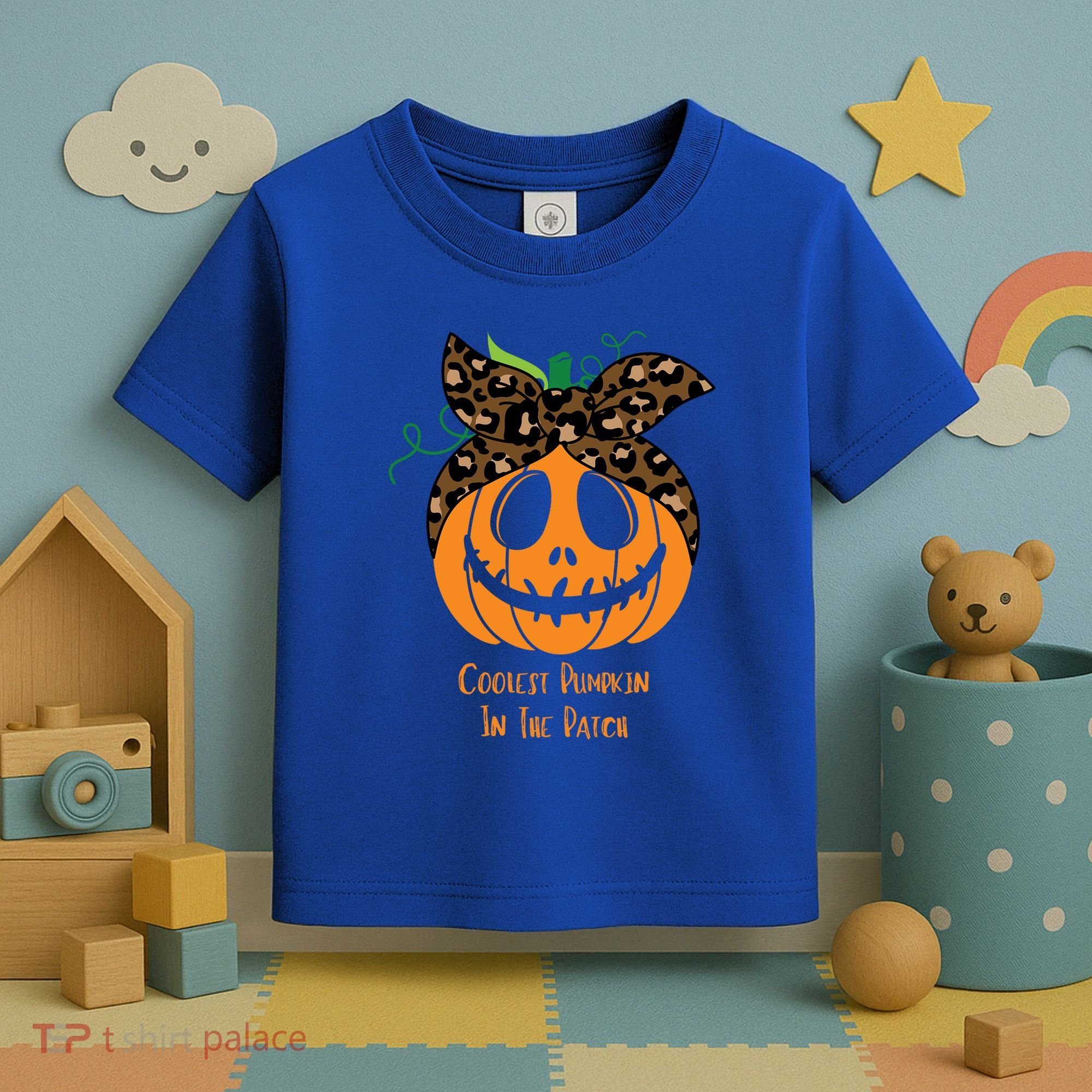 Coolest Pumpkin In The Patch Jackolantern Leopard Head Scarf Cool Gift Toddler T-Shirt