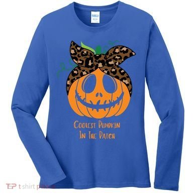 Coolest Pumpkin In The Patch Jackolantern Leopard Head Scarf Cool Gift Women's Long Sleeve Shirt