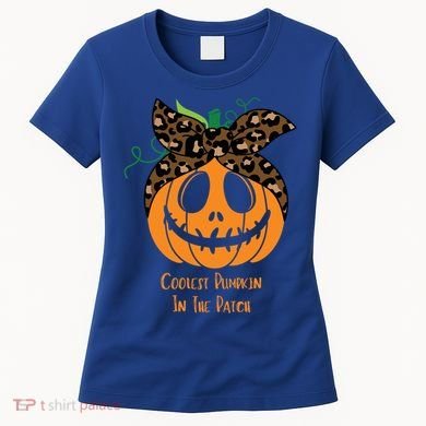 Coolest Pumpkin In The Patch Jackolantern Leopard Head Scarf Cool Gift Women's T-Shirt