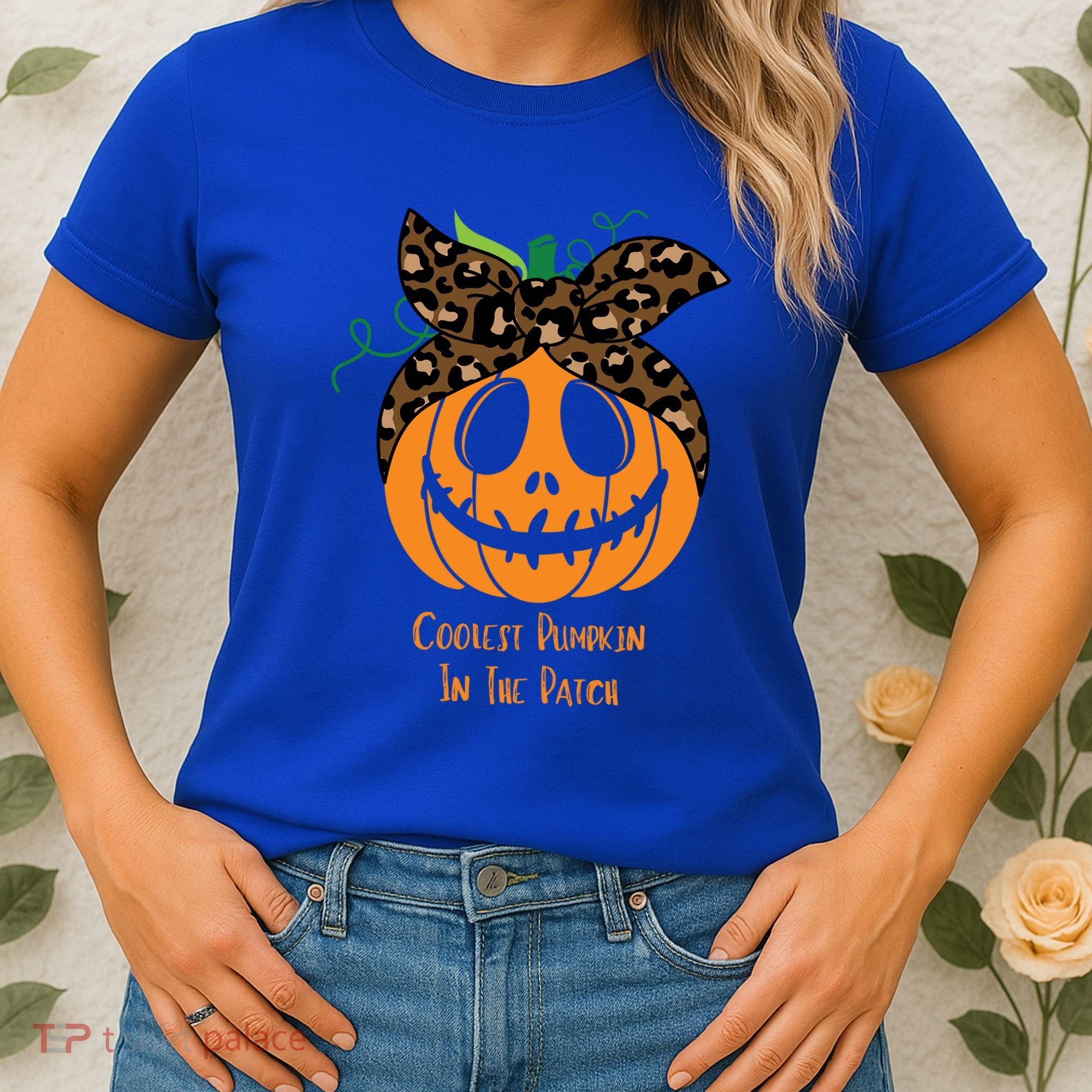 Coolest Pumpkin In The Patch Jackolantern Leopard Head Scarf Cool Gift Women's T-Shirt