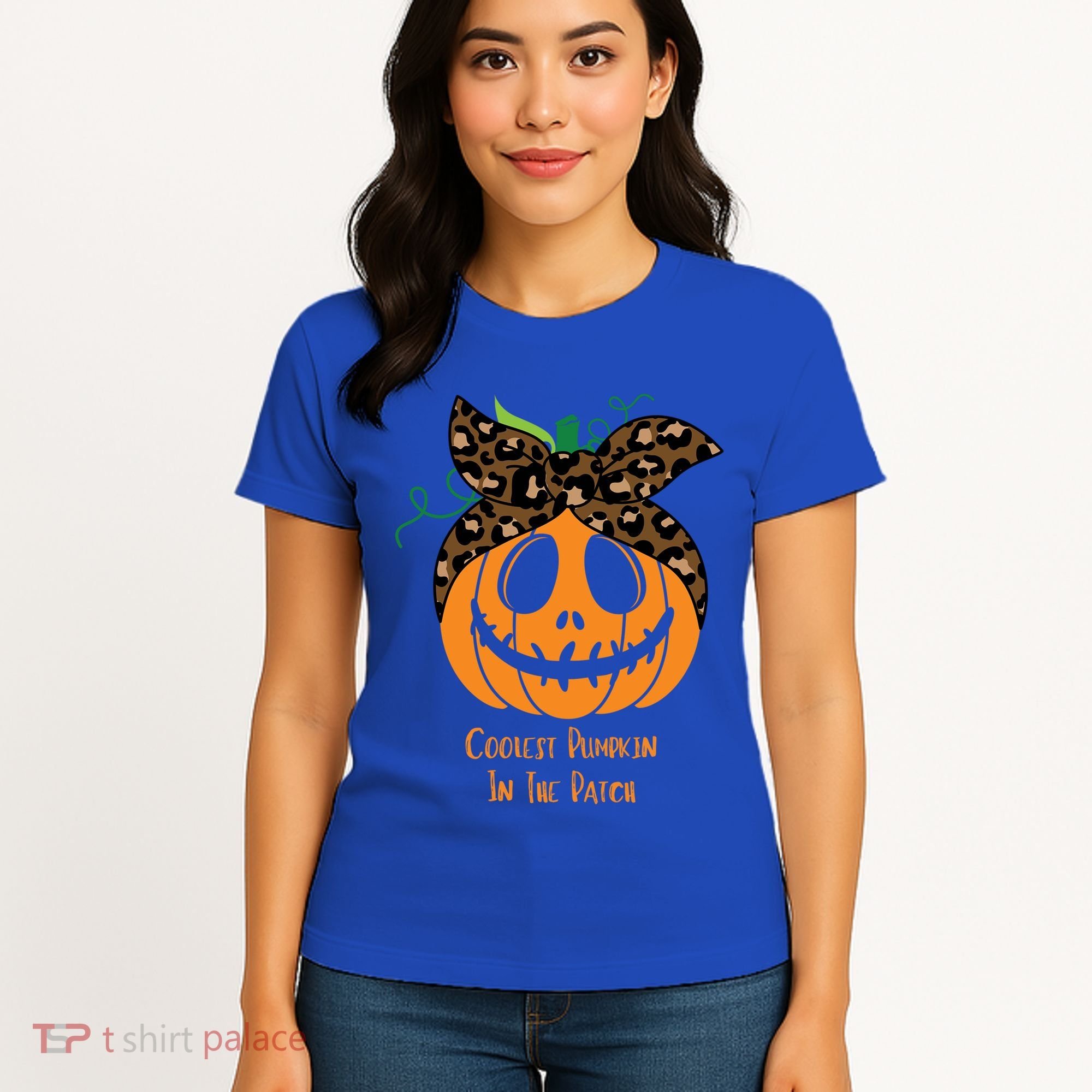 Coolest Pumpkin In The Patch Jackolantern Leopard Head Scarf Cool Gift Women's T-Shirt