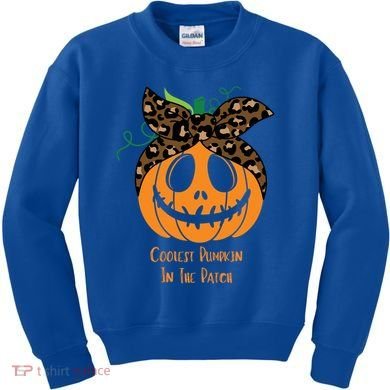 Coolest Pumpkin In The Patch Jackolantern Leopard Head Scarf Cool Gift Kids Sweatshirt