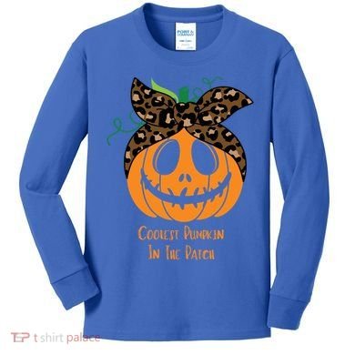 Coolest Pumpkin In The Patch Jackolantern Leopard Head Scarf Cool Gift Kids Long Sleeve Shirt