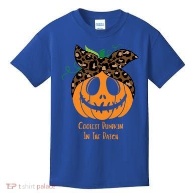 Coolest Pumpkin In The Patch Jackolantern Leopard Head Scarf Cool Gift Kids T-Shirt