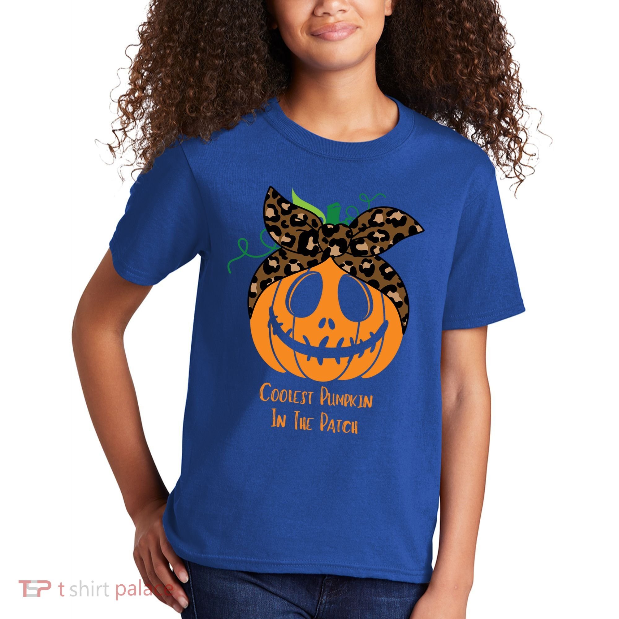 Coolest Pumpkin In The Patch Jackolantern Leopard Head Scarf Cool Gift Kids T-Shirt