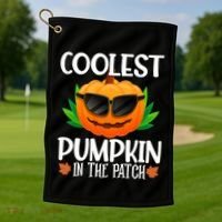 Coolest Pumpkin In The Patch Sunglasses Pumpkin Halloween Gift Golf Towel thumb 1