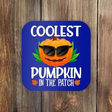 Coolest Pumpkin In The Patch Sunglasses Pumpkin Halloween Gift Coaster