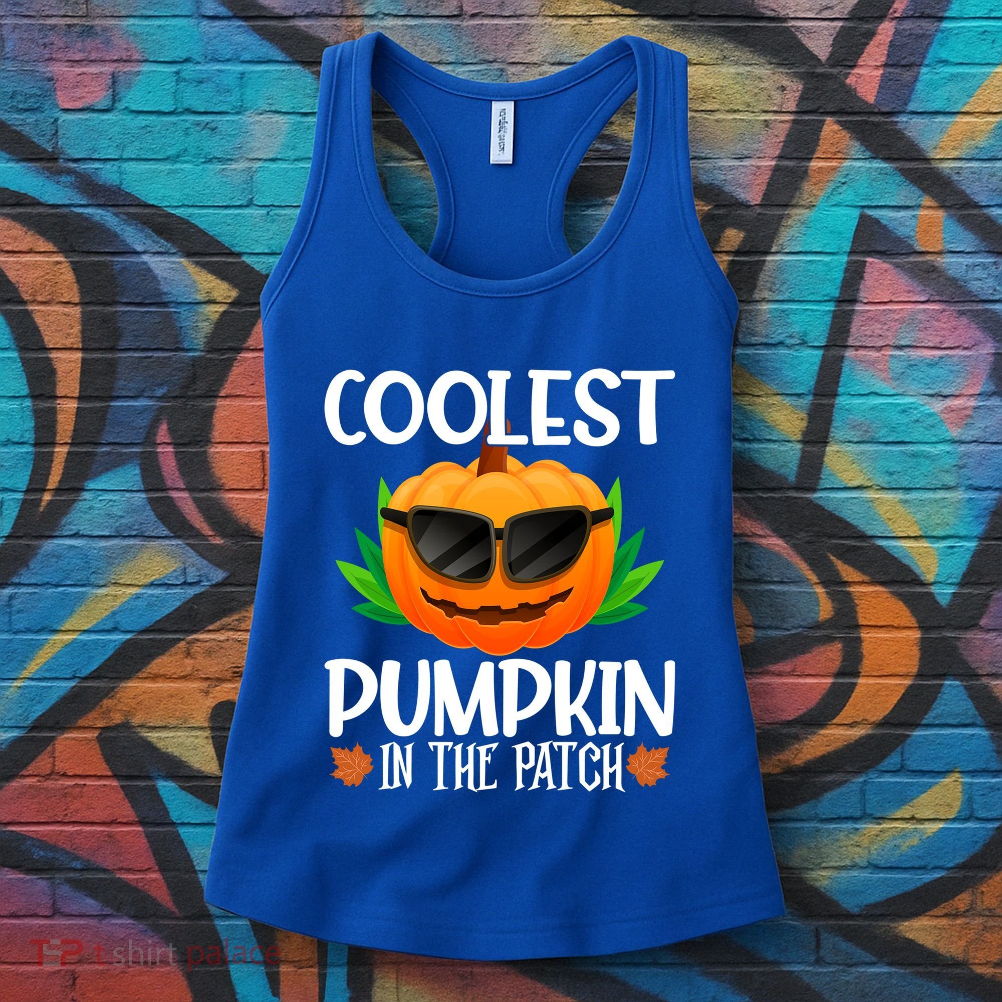 Coolest Pumpkin In The Patch Sunglasses Pumpkin Halloween Gift Women's Tank Top