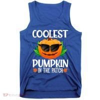 Coolest Pumpkin In The Patch Sunglasses Pumpkin Halloween Gift Tank Top thumb 0