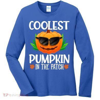 Coolest Pumpkin In The Patch Sunglasses Pumpkin Halloween Gift Women's Long Sleeve Shirt