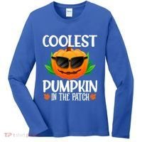 Coolest Pumpkin In The Patch Sunglasses Pumpkin Halloween Gift Women's Long Sleeve Shirt thumb 0
