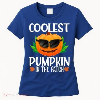 Coolest Pumpkin In The Patch Sunglasses Pumpkin Halloween Gift Women's T-Shirt