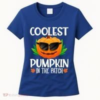 Coolest Pumpkin In The Patch Sunglasses Pumpkin Halloween Gift Women's T-Shirt thumb 0