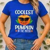 Coolest Pumpkin In The Patch Sunglasses Pumpkin Halloween Gift Women's T-Shirt thumb 2