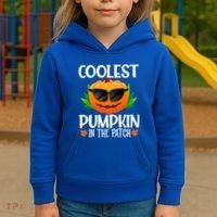 Coolest Pumpkin In The Patch Sunglasses Pumpkin Halloween Gift Kids Hoodie thumb 3