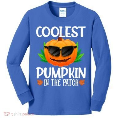 Coolest Pumpkin In The Patch Sunglasses Pumpkin Halloween Gift Kids Long Sleeve Shirt