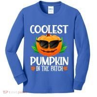 Coolest Pumpkin In The Patch Sunglasses Pumpkin Halloween Gift Kids Long Sleeve Shirt thumb 0