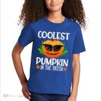 Coolest Pumpkin In The Patch Sunglasses Pumpkin Halloween Gift Kids T-Shirt thumb 2