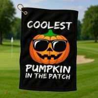 Coolest Pumpkin In The Patch Funny Halloween Golf Towel thumb 1