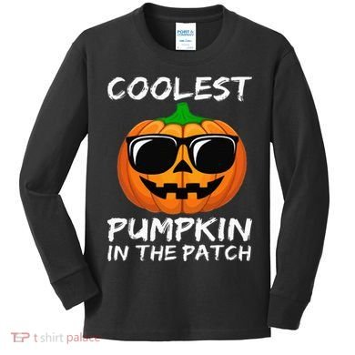 Coolest Pumpkin In The Patch Funny Halloween Kids Long Sleeve Shirt