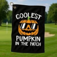 Coolest Pumpkin In The Patch Halloween Gift Golf Towel thumb 1