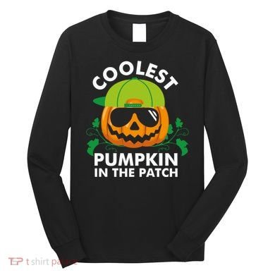 Coolest Pumpkin In The Patch Boy Pumpkin Halloween Long Sleeve Shirt