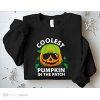Coolest Pumpkin In The Patch Boy Pumpkin Halloween Sweatshirt thumb 2